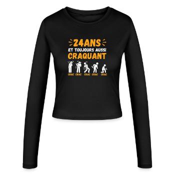 24 Jahre alt, immer noch als niedlicher Humor-Bruch - Frauen Slim Fit Langarmshirt - Schwarz - Vorne - AI Model Female 172 light (172cm)