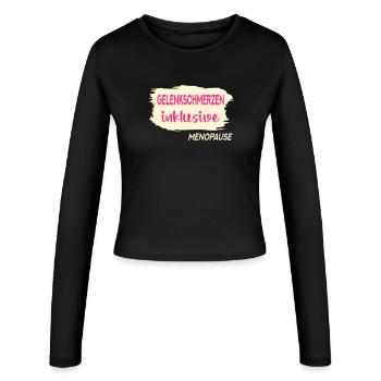 GELENKSCHMERZEN WECHSELJAHRE MENOPAUSE - Frauen Slim Fit Langarmshirt - Schwarz - Vorne - AI Model Female 172 light (172cm)