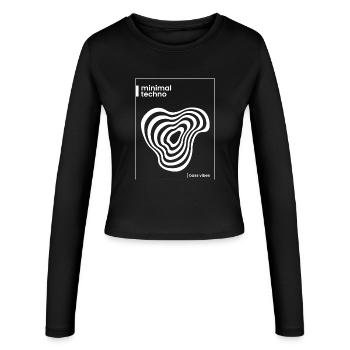 Minimal-Techno-Abstract-Vibe - Frauen Slim Fit Langarmshirt - Schwarz - Vorne - AI Model Female 172 light (172cm)