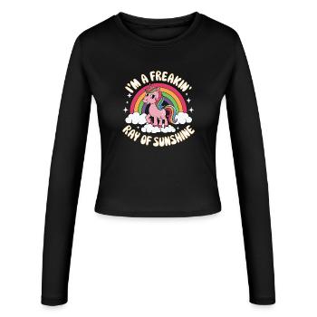 Cadeau de citation du Rayon de Soleil de la Licorne - Manches longues slim fit Femme - noir - Devant - AI Model Female 172 light (172cm)