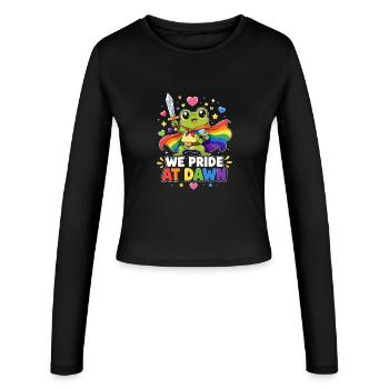 Frog Hero Pride in the Morning - Women's Slim Fit Longsleeve - black - Front - AI Model Female 172 light (172cm)