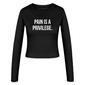 PAIN IS A PRIVILEGE. | Greyline Official - Women's Slim Fit Longsleeve - black - Front - AI Model Female 172 light (172cm)