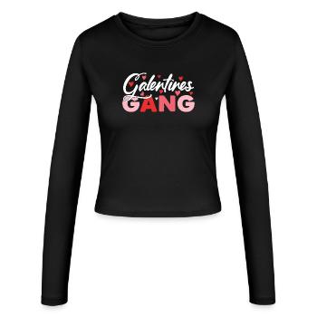 Galentines Gang Herzen - Frauen Slim Fit Langarmshirt - Schwarz - Vorne - AI Model Female 172 light (172cm)