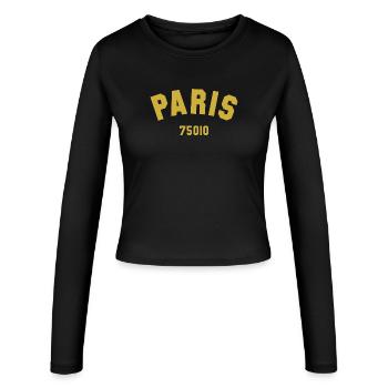 10e arrondissement de PARIS - Manches longues slim fit Femme - noir - Devant - AI Model Female 172 light (172cm)