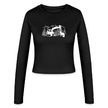 Excavator Silhouette Construction Equipment Operator Work - Women's Slim Fit Longsleeve - black - Front - AI Model Female 172 light (172cm)
