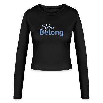 You Belong Typografie Design minimalistisch - Frauen Slim Fit Langarmshirt - Schwarz - Vorne - AI Model Female 172 light (172cm)