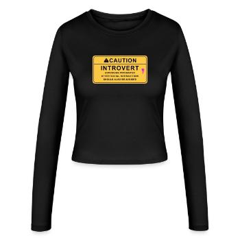 Caution Introvert - Women's Slim Fit Longsleeve - black - Front - AI Model Female 172 light (172cm)