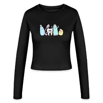 Dentiste réceptionniste - Manches longues slim fit Femme - noir - Devant - AI Model Female 172 light (172cm)