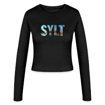 SYLT – maritim, elegant, nordisch - Frauen Slim Fit Langarmshirt - Schwarz - Vorne - AI Model Female 172 light (172cm)