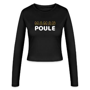 Maman Poule Illustration Contrastée - Manches longues slim fit Femme - noir - Devant - AI Model Female 172 light (172cm)