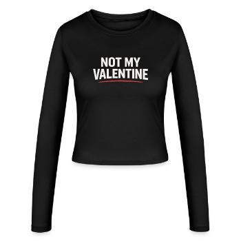 NOT MY VALENTINE Shirt - Anti Valentine's Day - Women's Slim Fit Longsleeve - black - Front - AI Model Female 172 light (172cm)