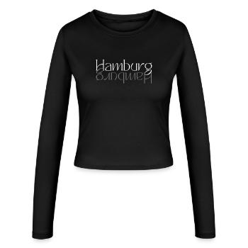 Hamburg Wordmark Mirror - Women's Slim Fit Longsleeve - black - Front - AI Model Female 172 light (172cm)