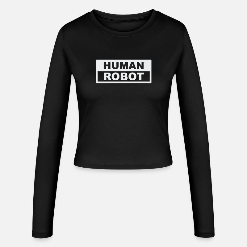 Human Robot - reale Intelligenz - Frauen Slim Fit Langarmshirt - Schwarz