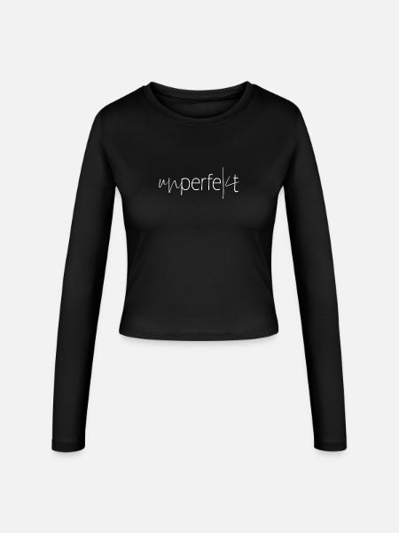 Unperfekt - Selbstironie Spruch Perfektion - Frauen Slim Fit Langarmshirt - Schwarz