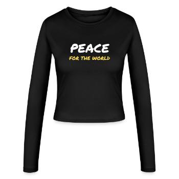 Peace for the World - Women's Slim Fit Longsleeve - black - Front - AI Model Female 172 light (172cm)