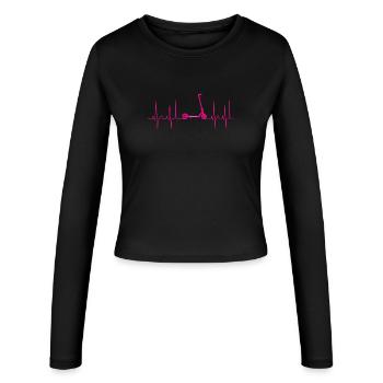 scooter kickboard trotinett cardiogram - Women's Slim Fit Longsleeve - black - Front - AI Model Female 172 light (172cm)
