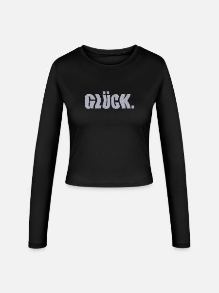 glück - Frauen Slim Fit Langarmshirt - Schwarz