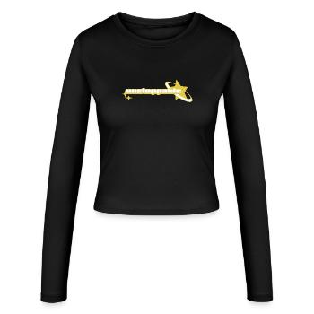 Star Astronaut Design _ Gelb - Frauen Slim Fit Langarmshirt - Schwarz - Vorne - AI Model Female 172 light (172cm)