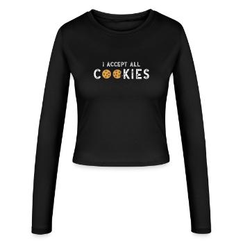 I accept all cookies - Women's Slim Fit Longsleeve - black - Front - AI Model Female 172 light (172cm)