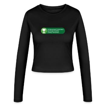 Survived Another Family Christmas Gamer Funny  - Women's Slim Fit Longsleeve - black - Front - AI Model Female 172 light (172cm)