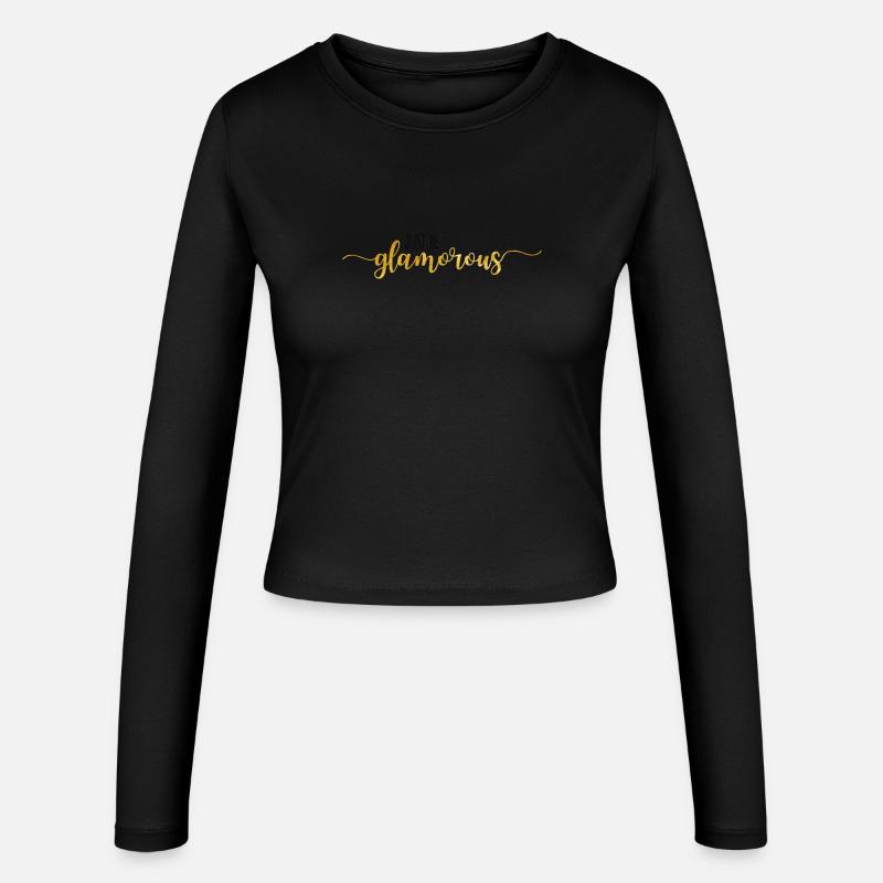 just be glamorous - Frauen Slim Fit Langarmshirt - Schwarz