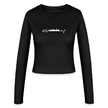 Cambridge UK Herzschlag - Frauen Slim Fit Langarmshirt - Schwarz - Vorne - AI Model Female 172 light (172cm)
