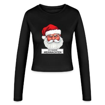 I Hate Christmas Santa Saying - Women's Slim Fit Longsleeve - black - Front - AI Model Female 172 light (172cm)