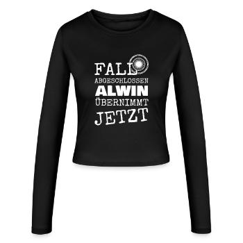 First name Alwin - Women's Slim Fit Longsleeve - black - Front - AI Model Female 172 light (172cm)
