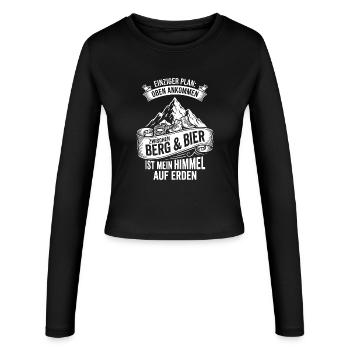 Zwischen Berg und Bier - Frauen Slim Fit Langarmshirt - Schwarz - Vorne - AI Model Female 172 light (172cm)