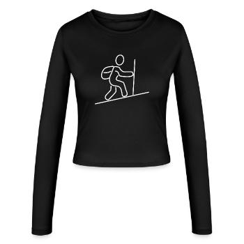 Bergwanderer Bergsteiger - Frauen Slim Fit Langarmshirt - Schwarz - Vorne - AI Model Female 172 light (172cm)