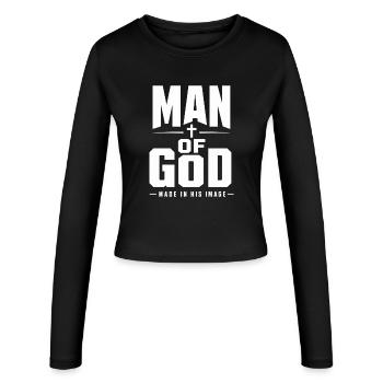Man Of God Made In His Image Christlicher Glaube - Frauen Slim Fit Langarmshirt - Schwarz - Vorne - AI Model Female 172 light (172cm)