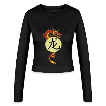 Chinese Red Dragon - Women's Slim Fit Longsleeve - black - Front - AI Model Female 172 light (172cm)