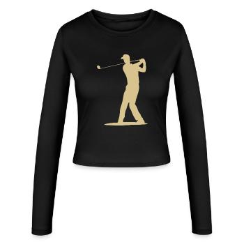 Golfer Abschlag Silhouette - Herren Design - Frauen Slim Fit Langarmshirt - Schwarz - Vorne - AI Model Female 172 light (172cm)