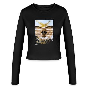 Golden Lotus on Desert Dusk - Women's Slim Fit Longsleeve - black - Front - AI Model Female 172 light (172cm)