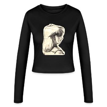 Étagère vintage - Manches longues slim fit Femme - noir - Devant - AI Model Female 172 light (172cm)