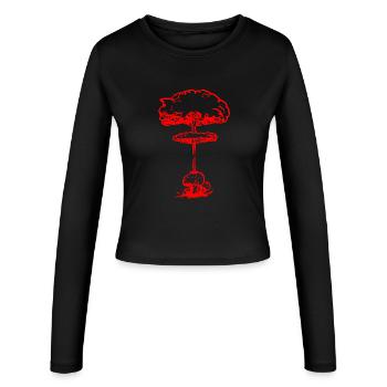 Nuklearer Pollenpilz (rot) - Frauen Slim Fit Langarmshirt - Schwarz - Vorne - AI Model Female 172 light (172cm)