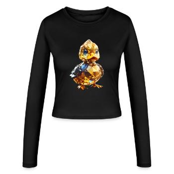 Kristall Ente - Frauen Slim Fit Langarmshirt - Schwarz - Vorne - AI Model Female 172 light (172cm)