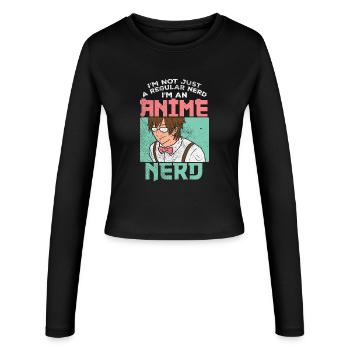 Graphique de citation drôle de nerd d’anime pas de nerd ordinaire - Manches longues slim fit Femme - noir - Devant - AI Model Female 172 light (172cm)