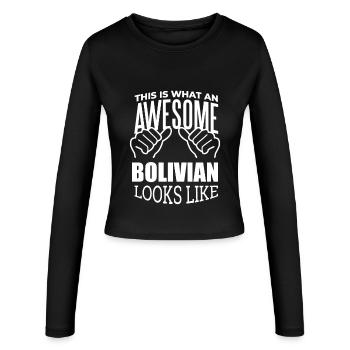 Bolivia - Women's Slim Fit Longsleeve - black - Front - AI Model Female 172 light (172cm)