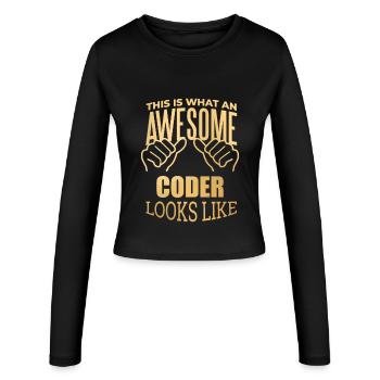 Codierung - Frauen Slim Fit Langarmshirt - Schwarz - Vorne - AI Model Female 172 light (172cm)