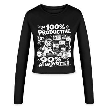 KI Babysitter Produktiv Chaos - Frauen Slim Fit Langarmshirt - Schwarz - Vorne - AI Model Female 172 light (172cm)