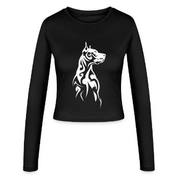Tribal Dog Head - Women's Slim Fit Longsleeve - black - Front - AI Model Female 172 light (172cm)