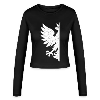 Pologne Polska Aigle drapeau drapeau blanc cadeau - Manches longues slim fit Femme - noir - Devant - AI Model Female 172 light (172cm)