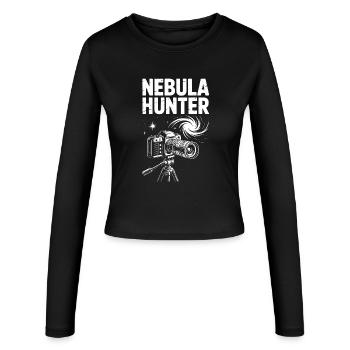 Nebula Hunter Teleskopkunst - Frauen Slim Fit Langarmshirt - Schwarz - Vorne - AI Model Female 172 light (172cm)