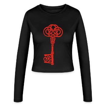 Roter keltischer Schlüssel - Frauen Slim Fit Langarmshirt - Schwarz - Vorne - AI Model Female 172 light (172cm)