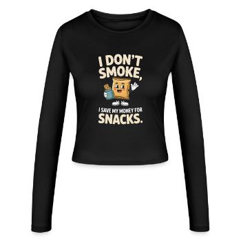 Je ne fume pas J’économise mon argent Collations Non-fumeur - Manches longues slim fit Femme - noir - Devant - AI Model Female 172 light (172cm)