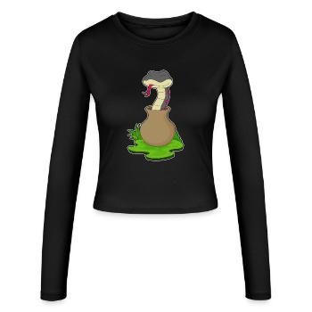 Schlange Vase - Frauen Slim Fit Langarmshirt - Schwarz - Vorne - AI Model Female 172 light (172cm)
