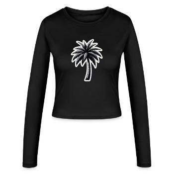 Palmier noir blanc - Manches longues slim fit Femme - noir - Devant - AI Model Female 172 light (172cm)