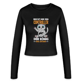 Il me tend la manette – King veut jouer - Manches longues slim fit Femme - noir - Devant - AI Model Female 172 light (172cm)