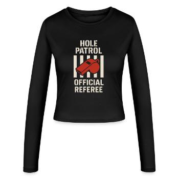 Cornhole Refere Offizielles Schiedsrichter - Frauen Slim Fit Langarmshirt - Schwarz - Vorne - AI Model Female 172 light (172cm)